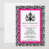 Invitation au Baby shower Zèbre rose 5 x 7 (Devant / Derrière)