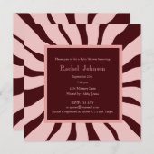 Invitation au Baby shower Zèbre rose et Brown (Devant / Derrière)