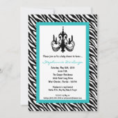 Invitation au Baby shower Zèbre Turquoise de 5 x 7 (Devant)