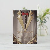 Invitation au baccalauréat Brown Satin & Fleur d'i (Debout devant)