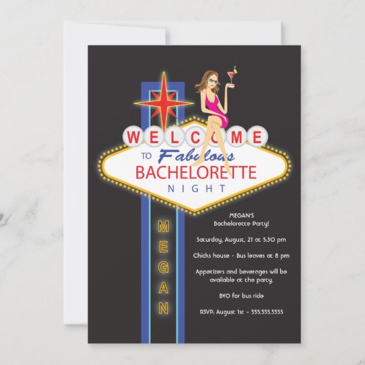 Invitation au Bachelorette de la Nuit des Filles (Devant)