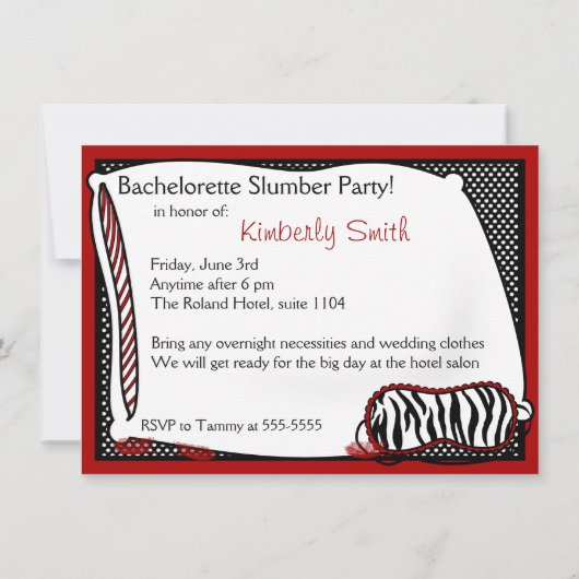 Invitation au Bachelorette Pajama Party (Dos)