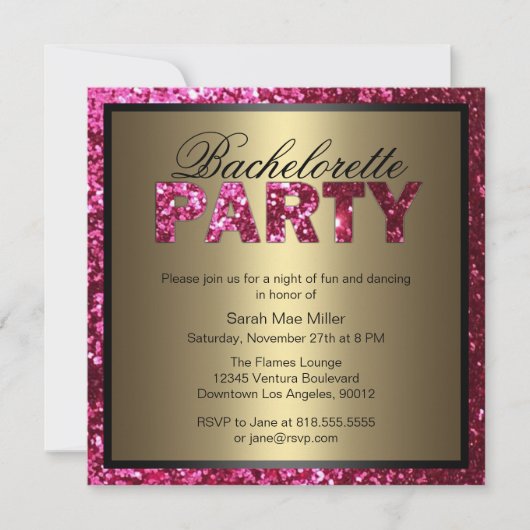 Invitation au bal de Parties scintillant rose chau (Devant)