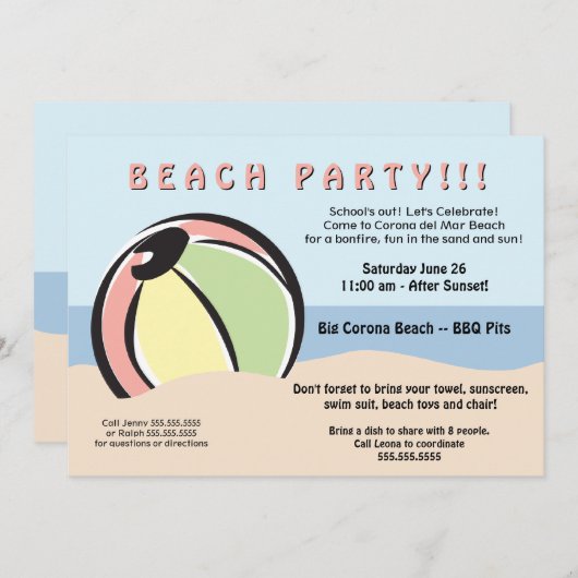 Invitation au bal de plage de Hip and Fun (Devant / Derrière)