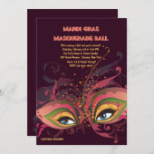 Invitation au bal mascarade de Mardi Gras (Devant / Derrière)