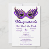 Invitation au bal masqué du Nouvel An Purple Masqu (Devant)