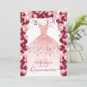Invitation au ballon Blush Burgundy Quinceañera (Debout devant)