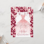 Invitation au ballon Blush Burgundy Quinceañera (Devant/Arrière en situation)