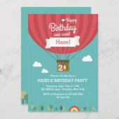 Invitation au ballon d'anniversaire à l'air chaud (Devant / Derrière)