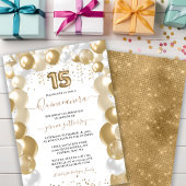 Invitation au ballon Quinceañera Gold White Sparkl
