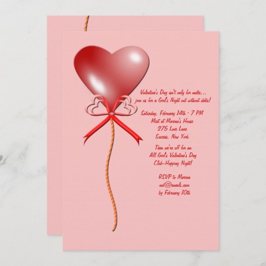 Invitation au ballons de la Saint-Valentin (Devant / Derrière)