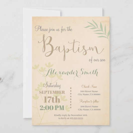 Invitation au baptême (Devant)