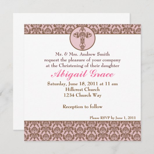 Invitation au baptême (Devant / Derrière)