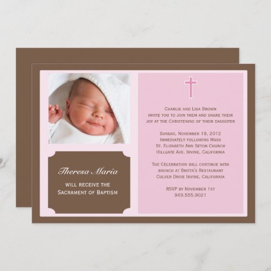 Invitation au baptême (Devant / Derrière)