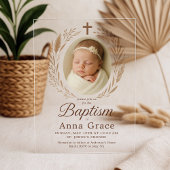 Invitation au baptême acrylique minimaliste