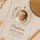 Invitation au baptême acrylique minimaliste