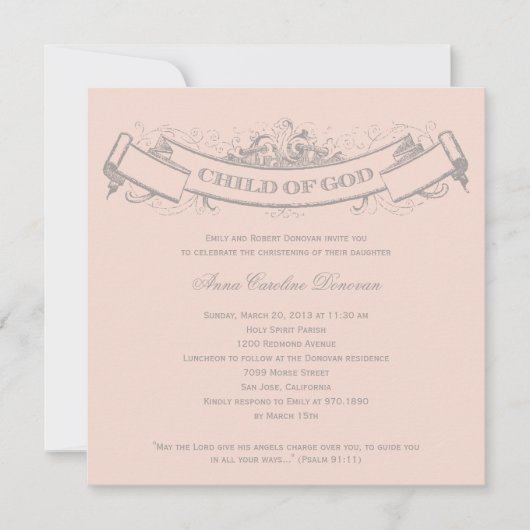 Invitation au baptême/baptême de la bannière Vinta (Devant)