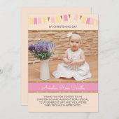 Invitation au baptême/baptême pour les filles (Devant / Derrière)