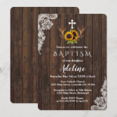 Invitation au baptême | Boho Sunflowers Antlers de (Devant / Derrière)