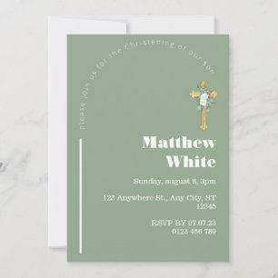 Invitation au baptême croisé élégant   Minimal mod