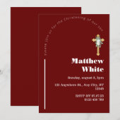 Invitation au baptême croisé élégant | Minimal mod (Devant / Derrière)