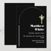 Invitation au baptême croisé élégant | Minimal mod (Devant / Derrière)