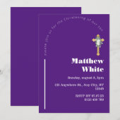 Invitation au baptême croisé élégant | Minimal mod (Devant / Derrière)