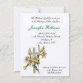 Invitation au baptême croisé floral (Dos)