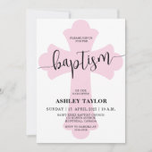 Invitation au baptême croisé rose clair (Devant)