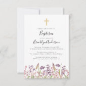 Invitation au baptême | Croix Fleur sauvage (Devant)