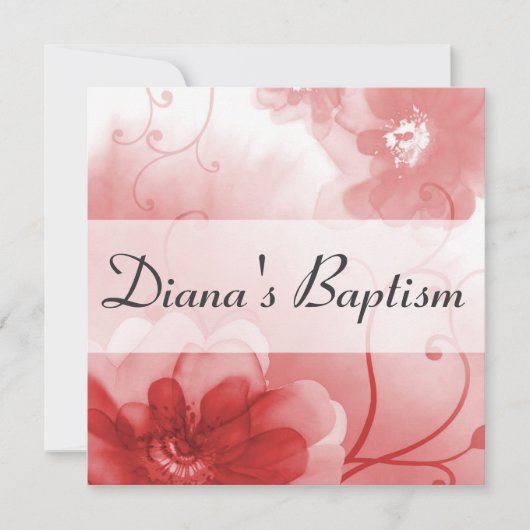 Invitation au baptême d'araignée et de fleurs gris (Devant)