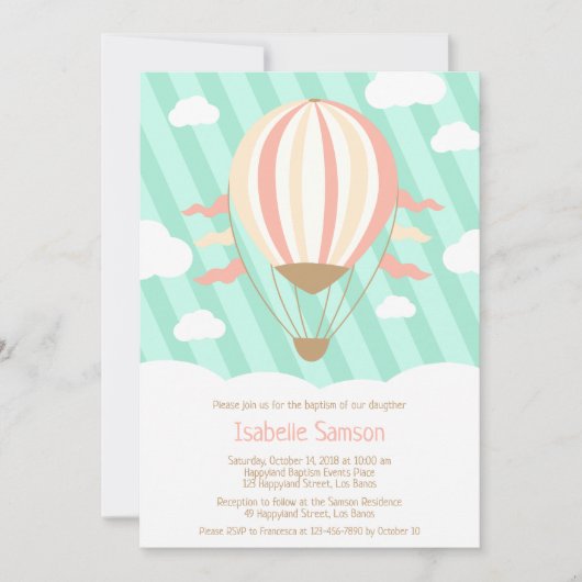 Invitation au baptême de ballons à air chaud (Devant)