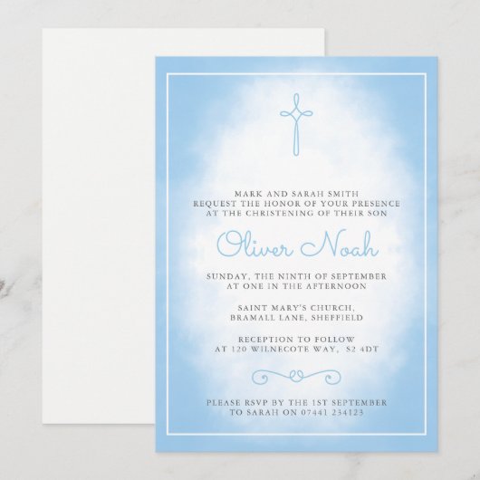 Invitation au baptême de bébé (Devant / Derrière)