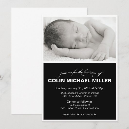 Invitation au baptême de bébé (Devant / Derrière)