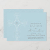 Invitation au baptême de bébé avec croix, initiale (Devant / Derrière)