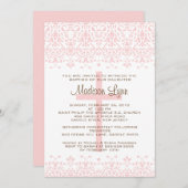 Invitation au baptême de Damas rose (Devant / Derrière)