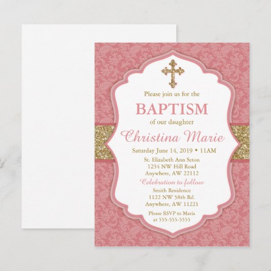 Invitation au baptême de fille (Devant / Derrière)