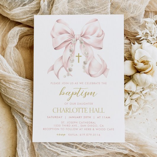 Invitation au baptême de fille, première communion