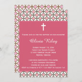 Invitation au baptême de filles roses (Devant / Derrière)