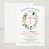 Invitation au baptême de germe rose (Devant / Derrière)