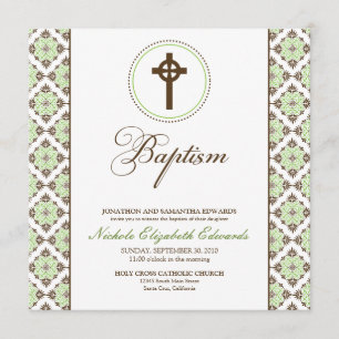 Invitation au baptême de grâce Vintage (chocolat/v
