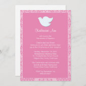 Invitation au baptême de la colombe pour une fille (Devant / Derrière)