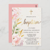 Invitation au baptême de la fille florale (Devant / Derrière)