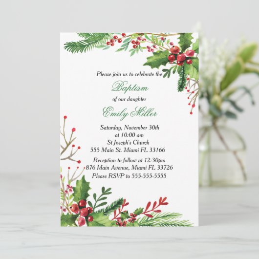 Invitation au baptême de la fille Mistletoe botani (Debout devant)