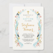 Invitation au baptême de Laurel Floral (Devant)