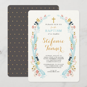 Invitation au baptême de Laurel Floral