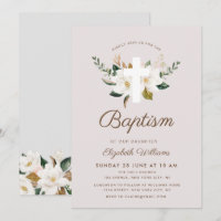 invitation au baptême de magnolia floral