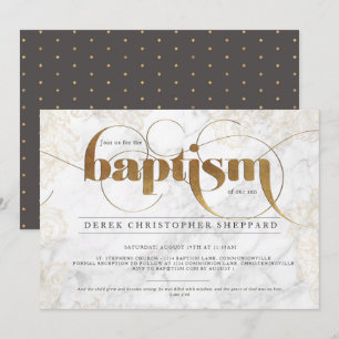 Invitation au baptême de marbre d'or