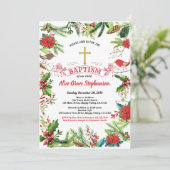 Invitation au baptême de Noël. Croix d'or blanc (Debout devant)