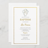 invitation au baptême de rose blanche (Devant / Derrière)